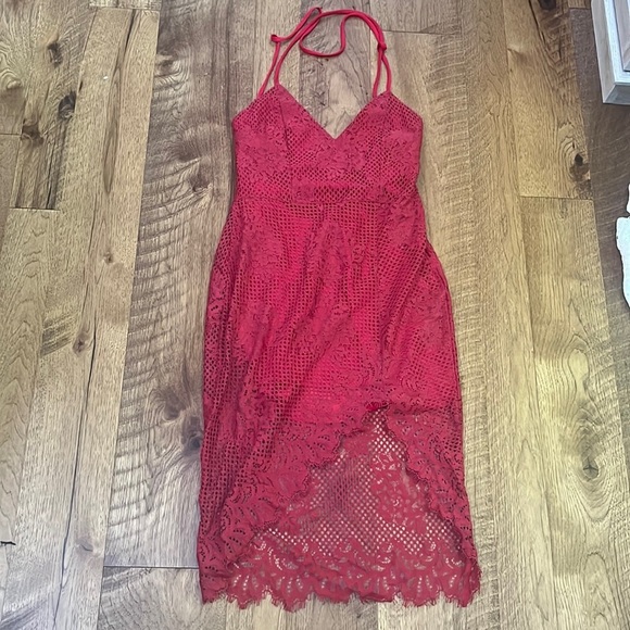 Lovers + Friends Woman’s Red Lace High Low Dress Size M - Picture 1 of 7